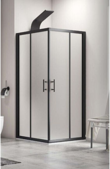 Karag Flora100 Καμπίνα Ντουζιέρας με Συρόμενη Πόρτα 80x70x190cm Mat Black