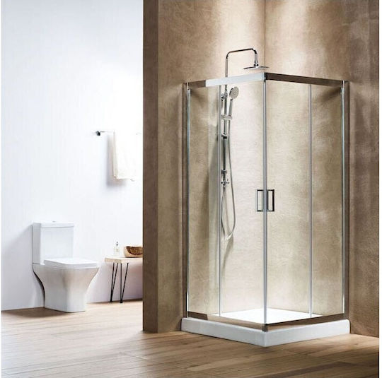 Tema Line Καμπίνα Ντουζιέρας με Συρόμενη Πόρτα 80x80x180cm Clear Glass Tema Line Καμπίνα Ντουζιέρας με Συρόμενη Πόρτα 80x80x180cm Clear Glass