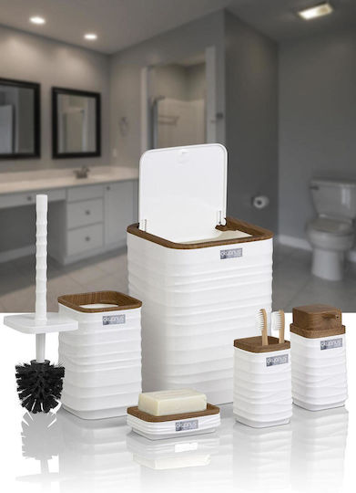 SteweHome SteweHome Badezimmerzubehör-Set Hölzernes Weiß 5 Stück