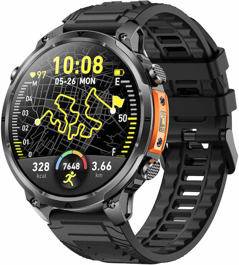 Microwear MK100 Smartwatch with Heart Rate Monitor Black Silicone