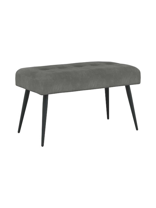 Velvet Upholstered Bench Stool Dark Grey 80x40x46cm
