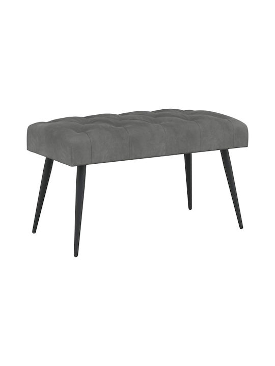 Velvet Upholstered Bench Stool Dark Grey 80x40x46cm