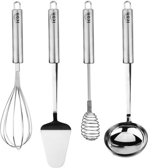 SteweHome Set of Metallic Cooking Utensils 4 Pieces White