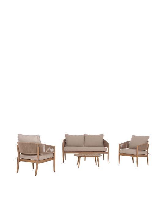 Set Salon Exterior Kanu 4 Piese Bej cu Perne