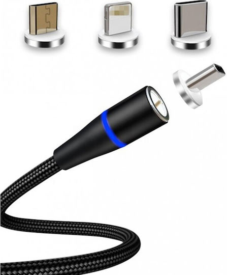 Magnetic USB To Lightning Type-C Micro USB Cable Black 1m S6060402-001