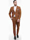 Men's Suit with Vest with Slim Fit Terracotta