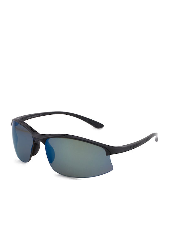 Serengeti Unisex Sunglasses With Black Frame And Black Polarized Mirror Lens