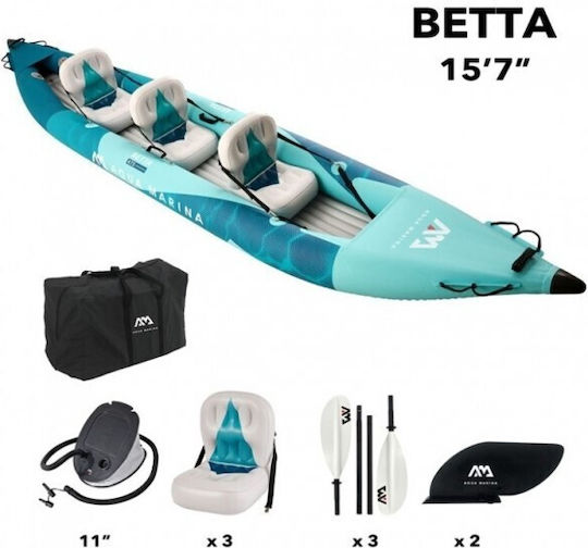 Aqua Marina Betta Caiac de Plastic de Mare pentru 3 Persoane Albastru
