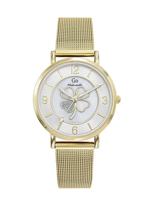 Damenuhr 34mm Batterie mit Gold Rostfreier Stahl Armband
