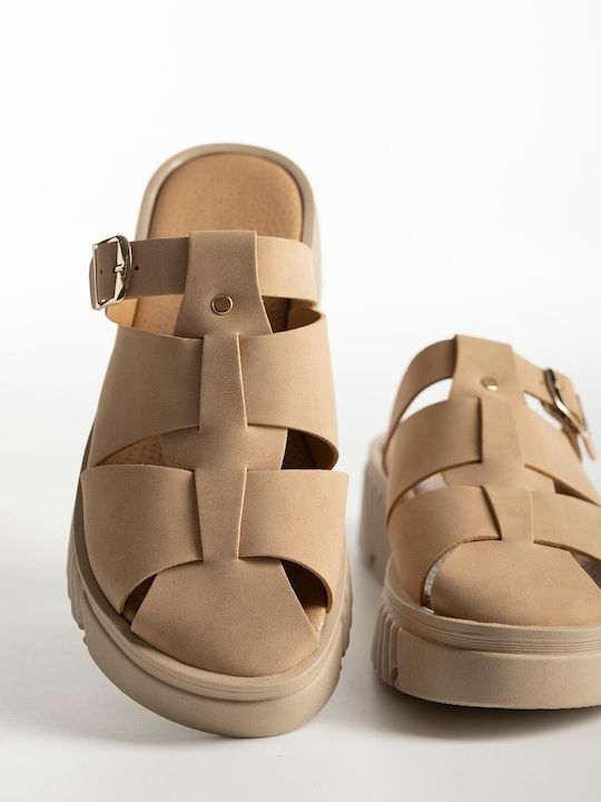 Bozikis Leder Flache Damen Sandalen Flatforms B...