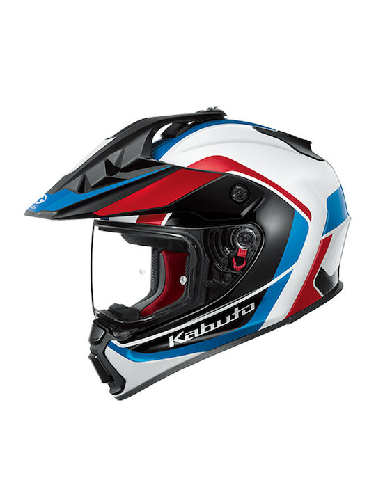 Kabuto Geosys GT White Blue Red Motorcycle Helmet On-Off ECE 22.06