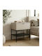 Bedside Table Melis Wooden with Metal Legs Black 45x35x56.4cm