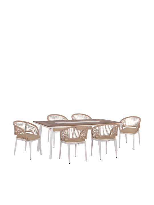 Outdoor Dining Set Magnet 9 Pieces White with C...