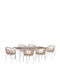 Outdoor Dining Set Magnet 9 Pieces White with Cushions
