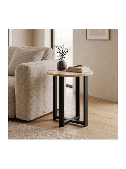 Round Side Table Mesa Wooden Sapphire Oak W45xL45xH50cm