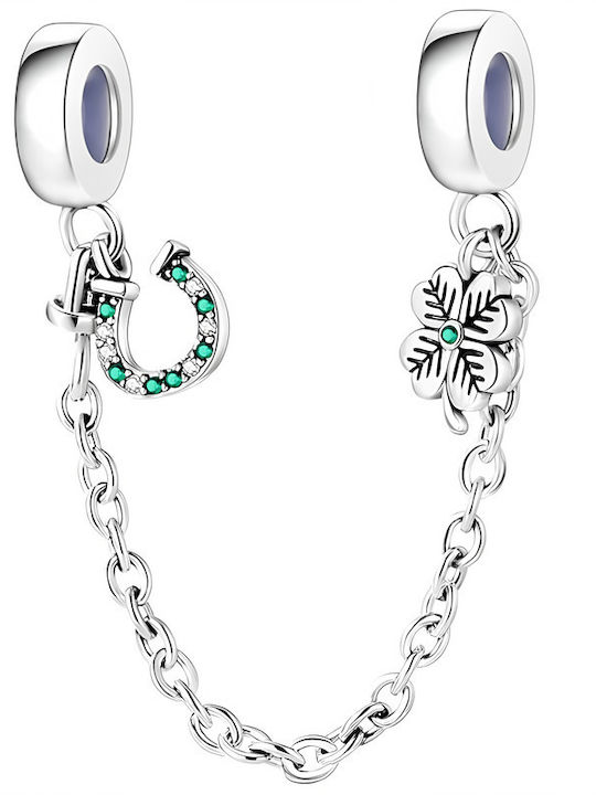 Trusky Horseshoe Charm in Silver with Green Zircon