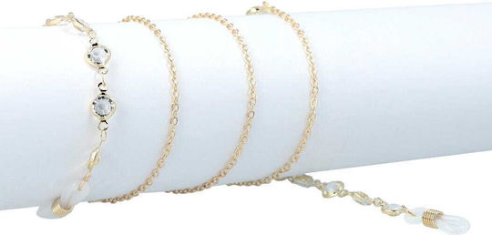 Decorative Gold Eyeglass Chain Zirconia Pendant Cord Sla-06