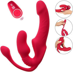 Γυναικείο Τριπλό Strapless Strap-on Δόνηση You2toys 23cm Κόκκινο Γυναικείο Τριπλό Strapless Strap-on Δόνηση You2toys 23cm Κόκκινο