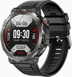 Microwear MK68 Smartwatch With Heart Rate Monitor (Black Silicone)