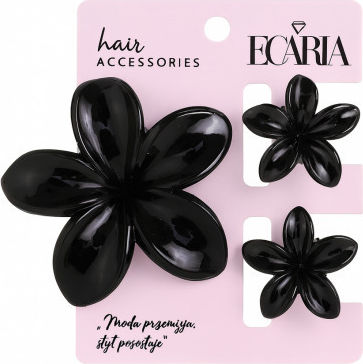 Ecarla Set Hair Clips-clamps Flower Xl +2 Mini Black Sp428