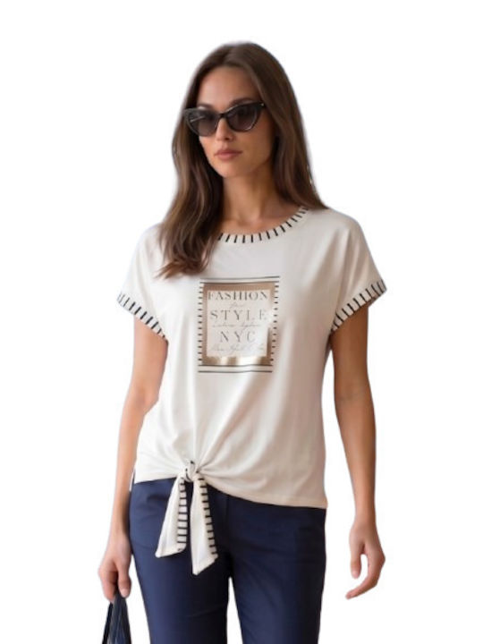 Women's Striped Ecru Blouse