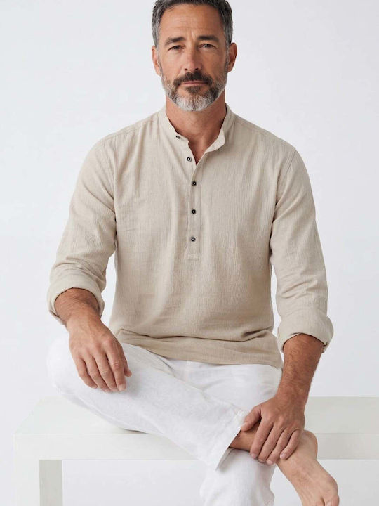 Ben Tailor Kurzärmeliges Herrenhemd Beige