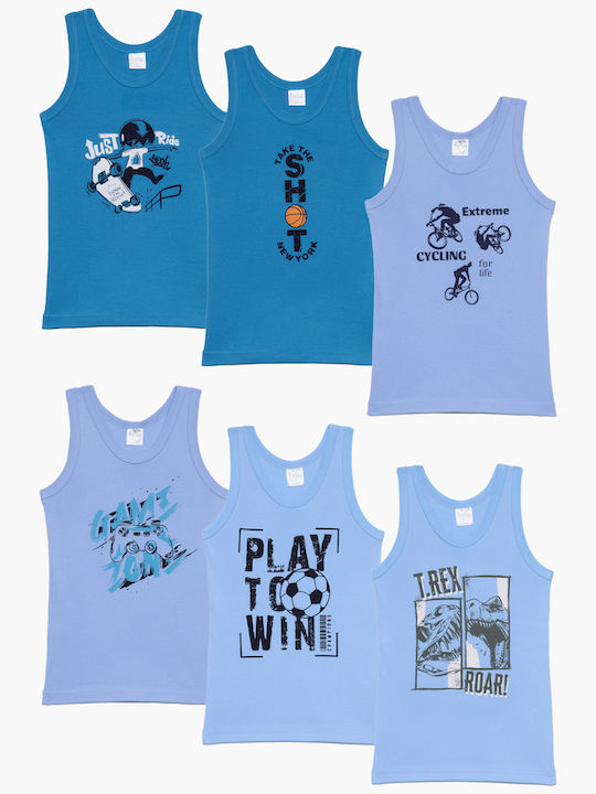 Pretty Baby Set Kids Undershirts 6 Pieces Light Blue