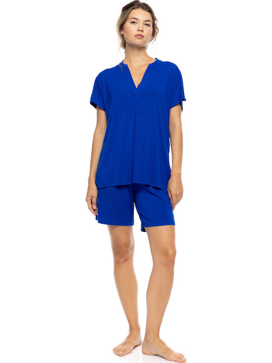 Pink Label Sommer Damen Schlafanzug Set Indigo ...