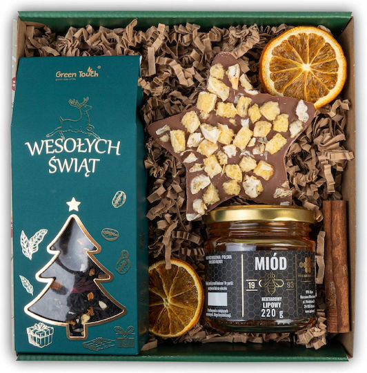 Christmas Gift Santa Set Tea Honey Chocolate Star Box