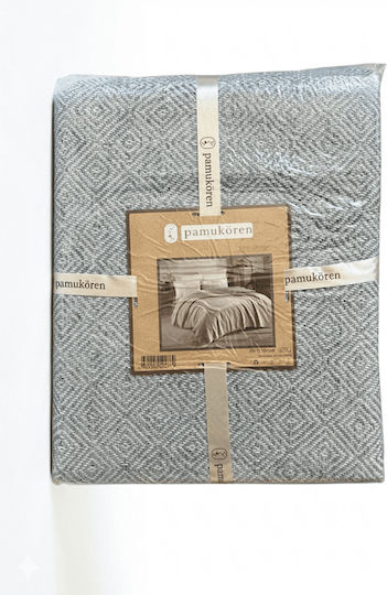 Pamukoren Pique Double Blanket with Fringes 200x230cm Pistachio-White