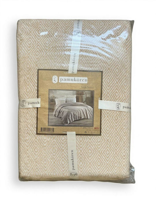 Pamukoren Piqué Decke Doppel mit Fransen 200x23...