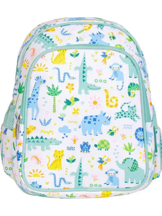 A Little Lovely Company Kindergarten School Backpack White with Water Bottle Holder