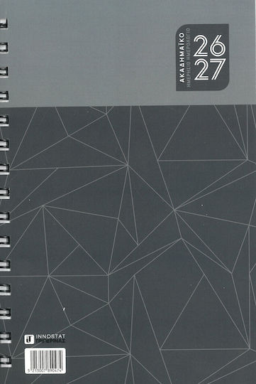 Innostat Daily Academic Agenda 2025/26 Grey Spiral 14x21cm