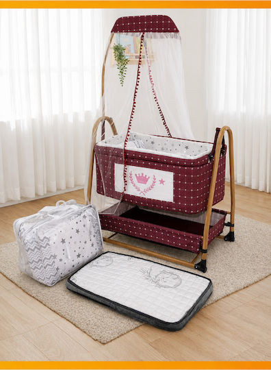 SteweHome Cradle with Mattress and Wheels
