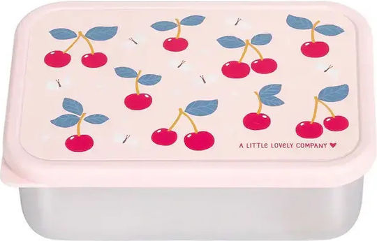 A Little Lovely Company Stainless Steel Kids' Food Container 0.9l Pink 17.5 x 12.5 x 6cm