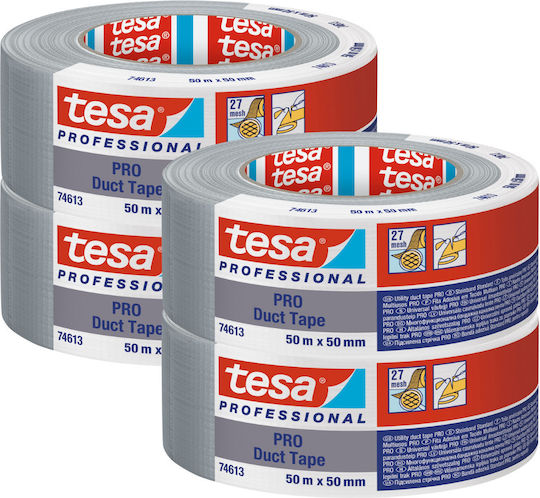 Tesa Adhesive Fabric Tape Silver 50mx50mm 4pcs