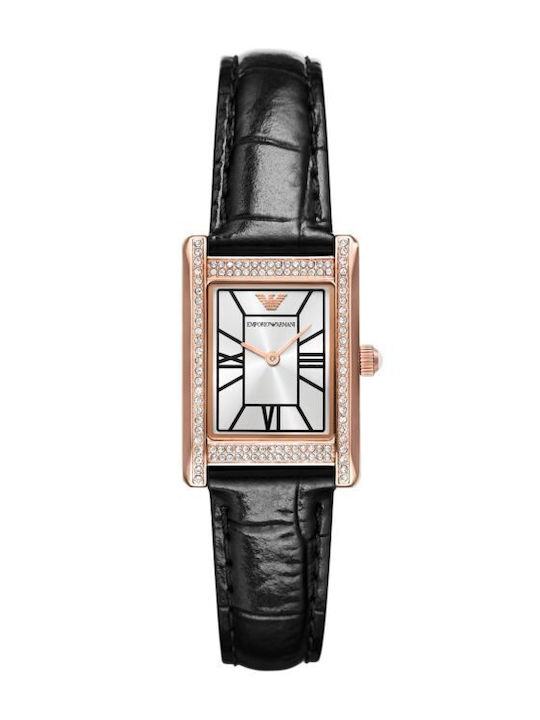 Emporio Armani Ceas De Damă 32mm Cu Baterie Cu Curea Din Piele Neagră