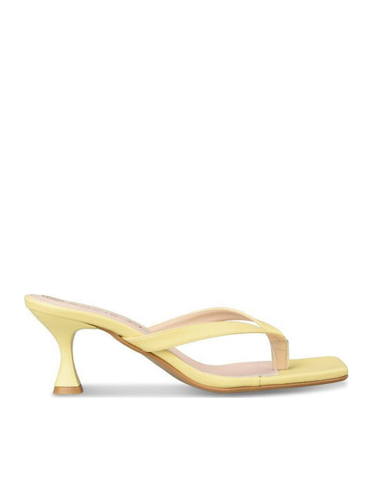 Envie Shoes Mules with Thin Heel in Yellow Colour