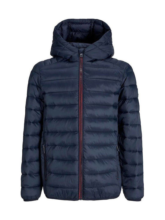 Jack & Jones Geacă Matlasată pentru Copii cu Glugă Albastru Închis Jjebradley