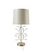 Zen Collection Metal Table Lamp for E27 Fitting with Beige Shade and Silver Base