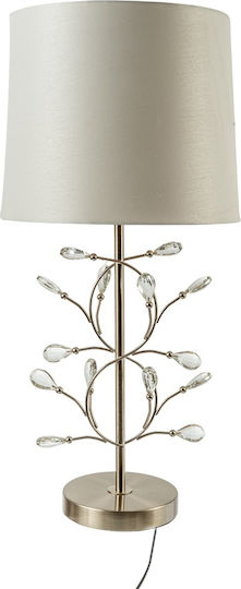 Zen Collection Metallisches Tischlampen für E27 Fassung mit Beige Hut und Silberner Basis