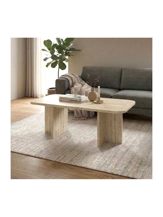 Masa Centrală Rectangulară Hillary din Lemn Travertin M100xL60xÎ41.8cm