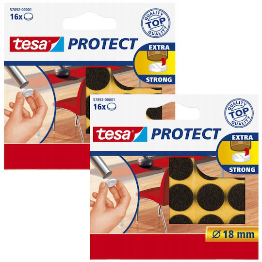 Tesa Discuri de Fetru Autoadezive pentru Mobilier Scaune Maro 18mm 16 Bucăți X2