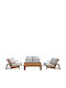 Outdoor Lounge Living Room Set 4 Pieces Ecru with Pillows