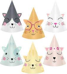 Bunte Papierhüte Kätzchen Katzen Ohren Geburtstag Party 6 Stück