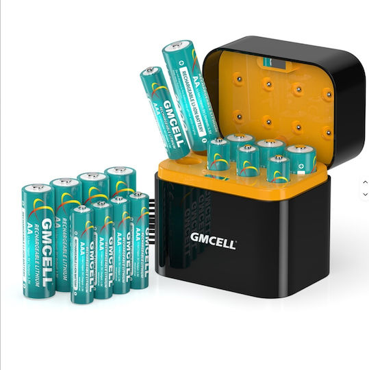 Gmcell USB Зарядно Устройство За 8 Батерии Li-ion Размер AA/AAA Комплект С 4 x AA + 4 x AAA
