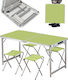 Set Masă din Aluminiu pentru Camping Pliabil în Valiză 28x28x33cm Verde