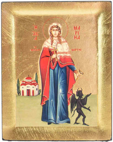 Saint Great Martyr Marina Silk Screen Wooden