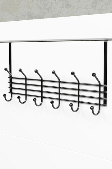 SteweHome Metal Wall Hanger 12 Hooks Black 50x20x20cm