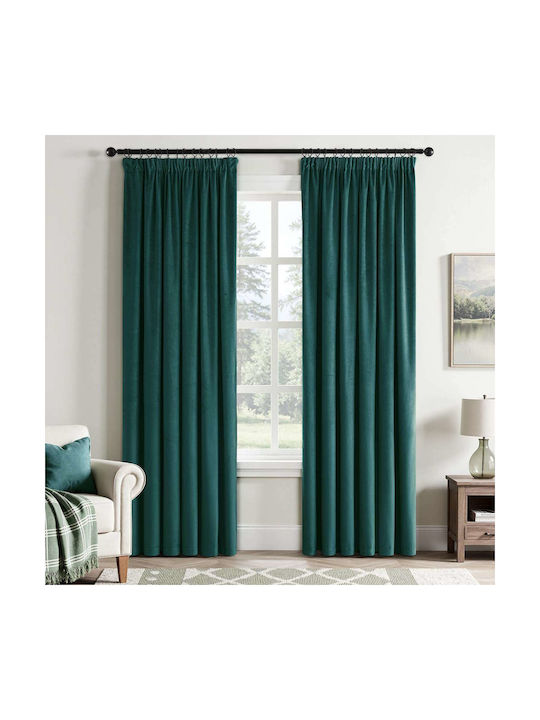 Set Perdele Opace Cu Coafură Verde 140x225cm